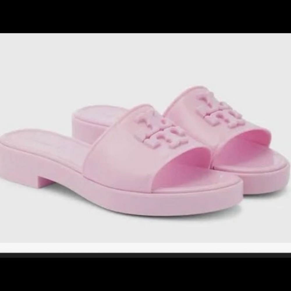 Tory Burch Pink Logo Slide Sandals
